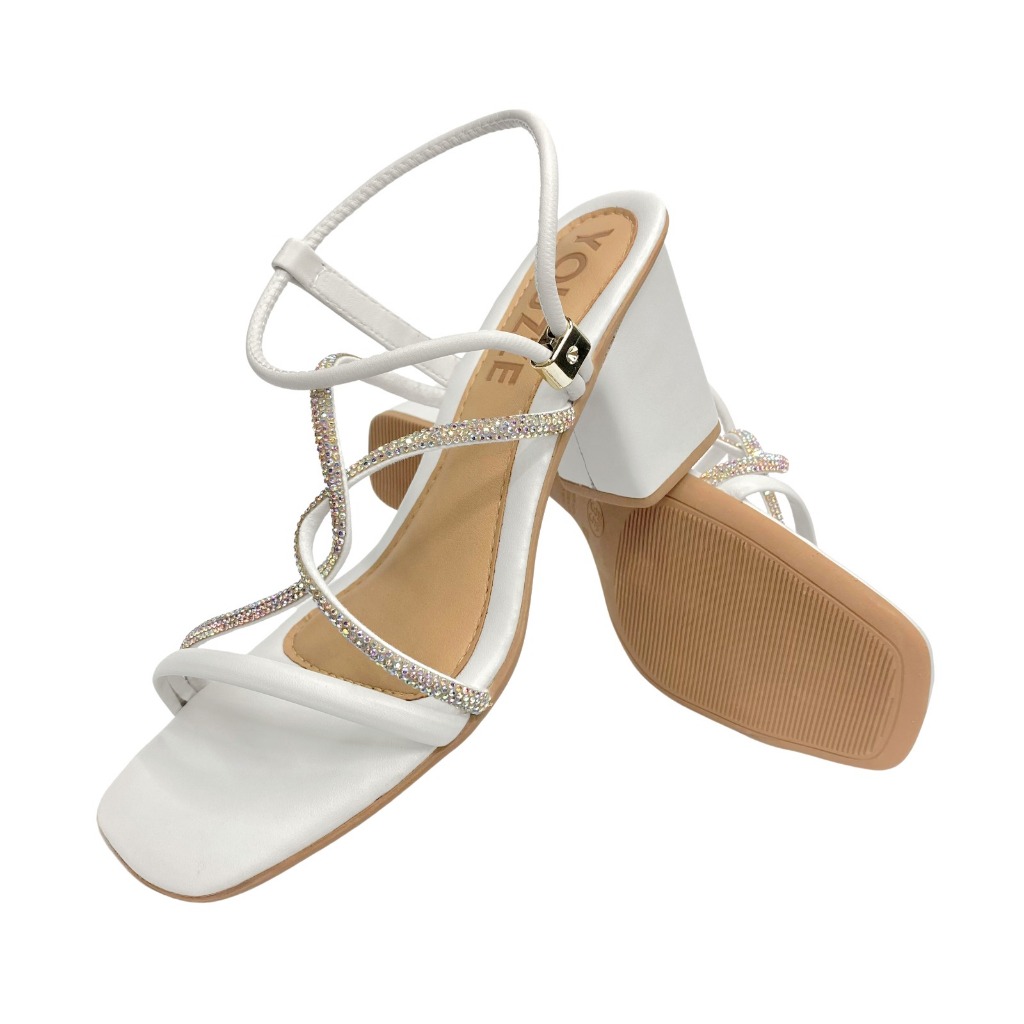 Sandália Feminina Salto Baixo Tira de Brilho