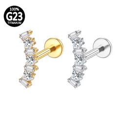 Piercing Helix Conch Labret Titânio Pvd 7 Cluster Zircônia Cravejada