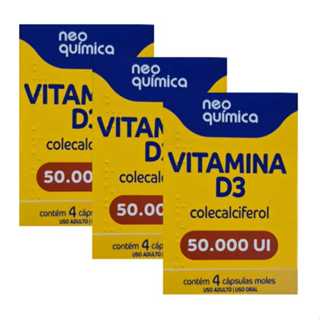 Kit 3 Caixas Vitamina D 50.000 ui Neo Química- Total 12 cápsulas ( cartela c/4un)