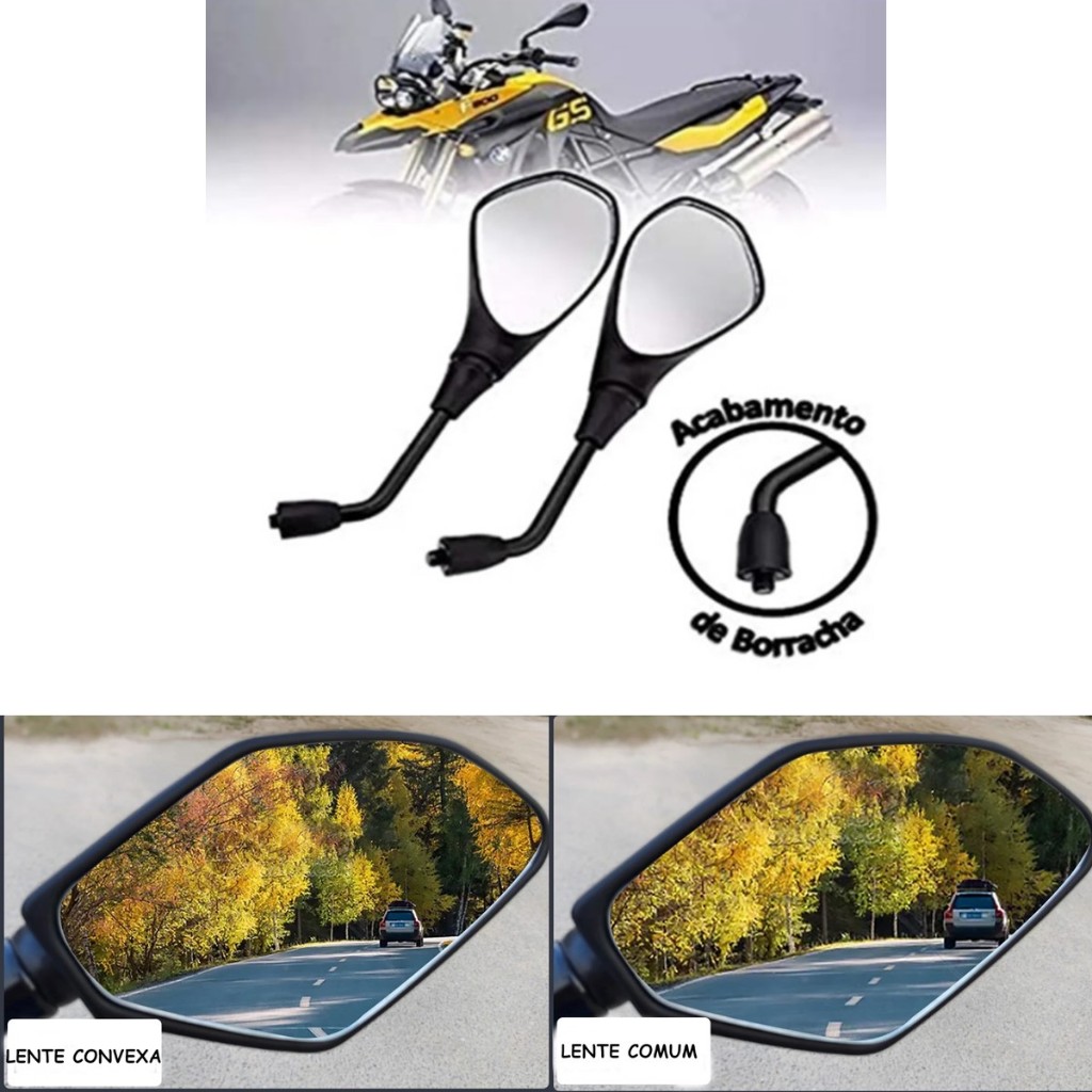 Retrovisor Modelo Gs 650 F800 Fixo Par Convexa Motos Honda CG Titan150 Fan 125 Start 160 Cbx 250 Cb 300 cbf 250 Hornet 600 CBF 650