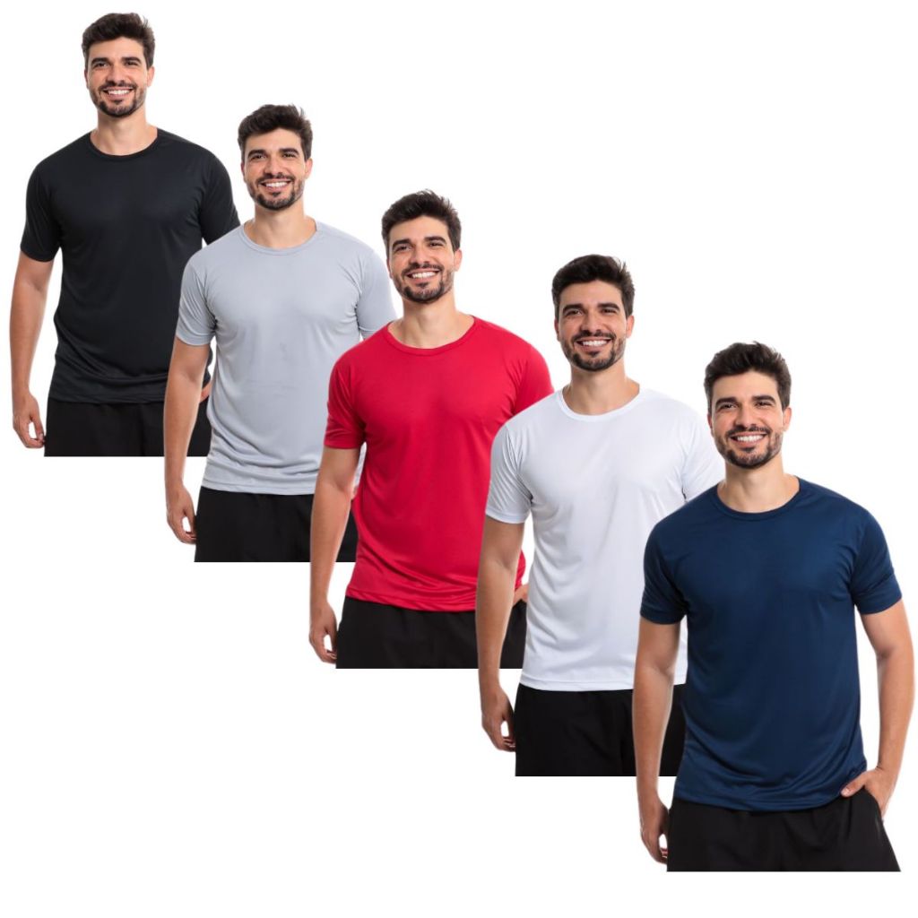 Kit 5 Camiseta Masculina Dry Fit Lisa Proteção Solar UV50 Térmica Anti Suor Academia Exercícios Corrida Bike Esportes em Oferta na Shopee