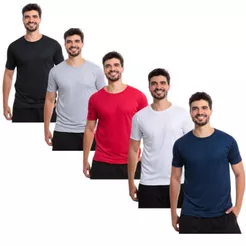 Kit 5 Camiseta Masculina Dry Fit Lisa Proteção Solar UV50 Térmica Anti Suor Academia Exercícios Corrida Bike Esportes