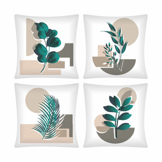 Kit com 4  Capas de Almofadas Decorativas e Estampadas Para Casa / Capa de Almofadas para Sala / Capa para almofada com frase / Capa em tons de azul e em tons de bege