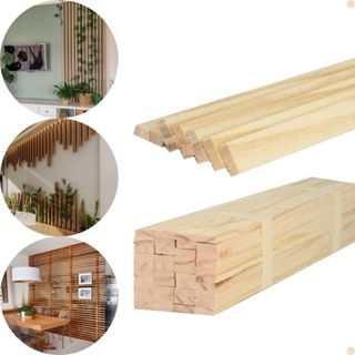 50 Ripas Madeira de Pinus Pra Artesanato 2x0,5x100cm Decoração Painel Ripado com Madeira