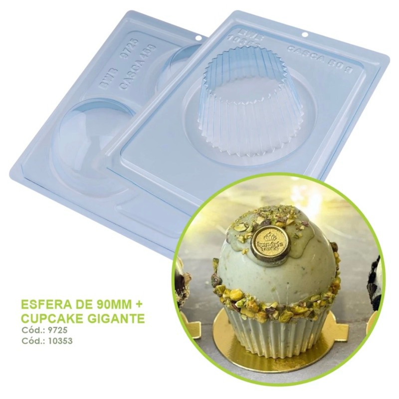 KIT Formas BWB - Brigadeirão Gigante - 9725 - Esfera de 90mm e 10353 - Cupcake Gigante (CHOCO) em Oferta na Shopee