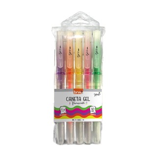 Caneta Gel Fluorescente 1.0mm Brw / Caneta Colorida / Papelaria  / Material Escolar