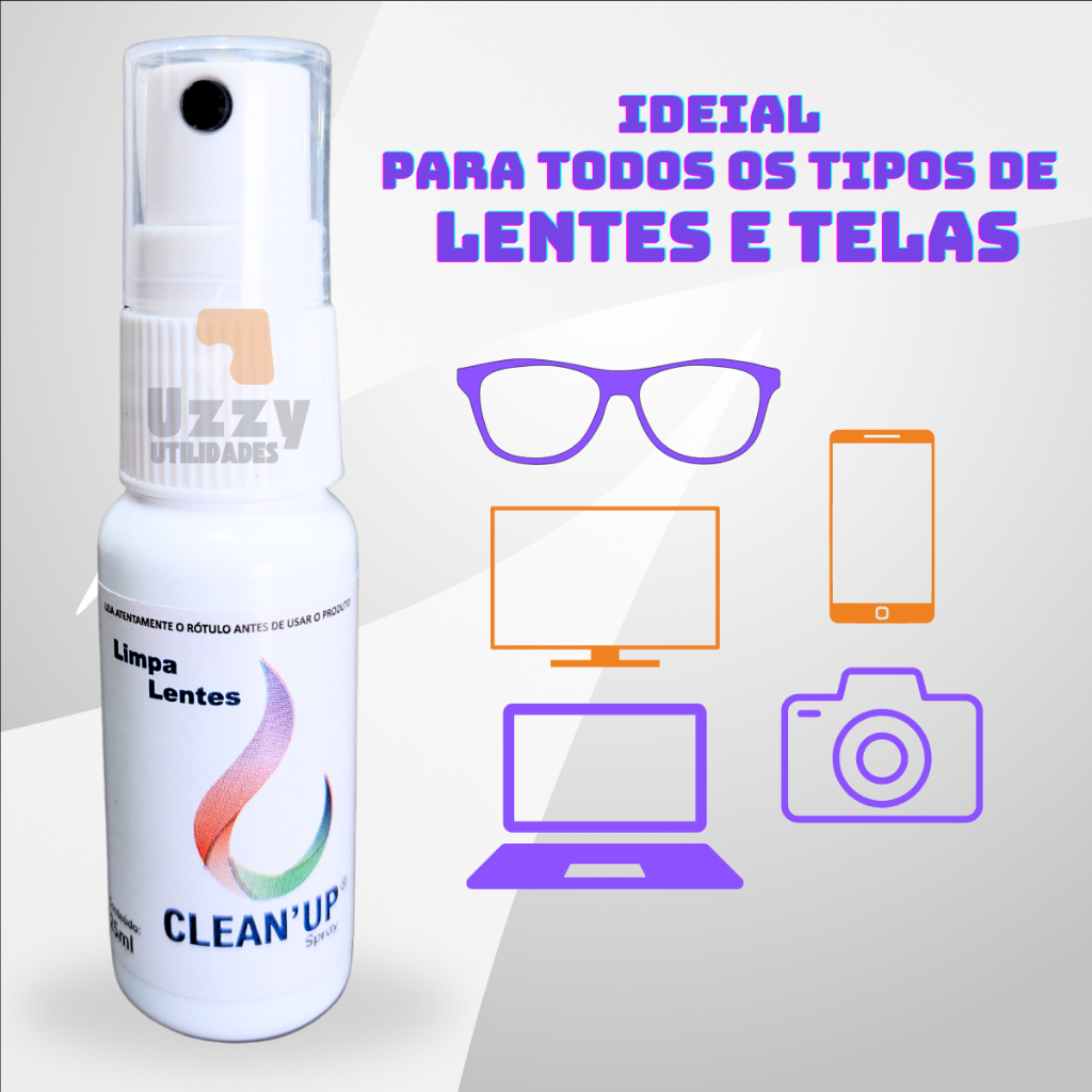 Kit de Limpa Lentes e Telas Clean Up 25ml Óculos Tv LCD Plasma Celular + flanelas — imagem 2 de 2