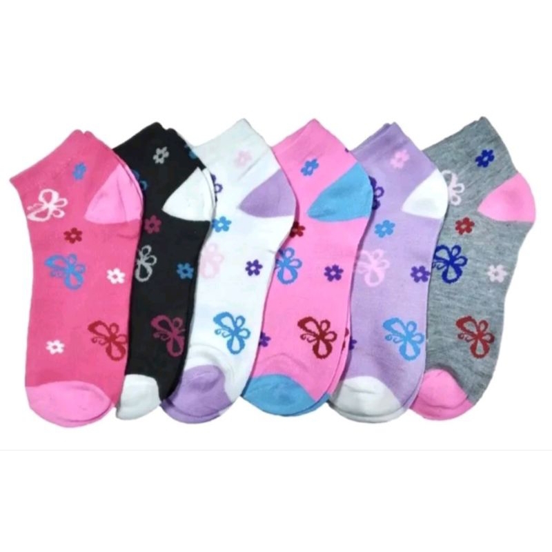 6/12 Prs Meia Soquete Feminina Cano Curto N 34 a 39 Adulto Coloridas meia DENLEX ONCINHA aur