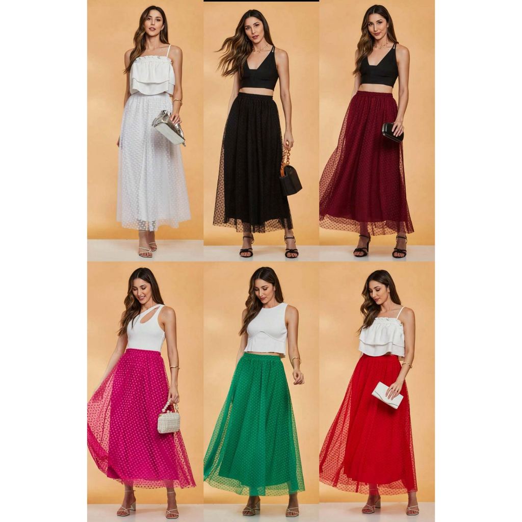 Saia Tule longa Evangélica Elegante -208