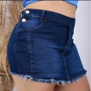 Short Saia Feminino Plus Size Jeans com Cintura Alta do 46 ao 54