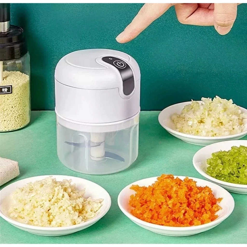 Mini Processador Triturador Sem Fio Elétrico De Alimentos Para Legumes Alho 3 Lâminas 250ML