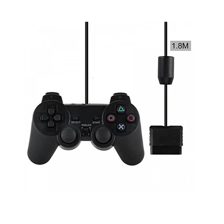 Controle Joystick Para Playstation 2 Preto Com Fio Analógico Dualshock Ps1/Ps2
