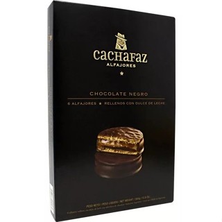 ALFAJOR ARGENTINO CACHAFAZ PRETO COM DOCE DE LEITE CX C/ 06UN