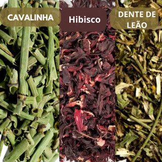 Kit Chá - Cavalinha + Hibisco + Dente de leão - Auxiliar no processo de emagrecimento - Diurético 100g de cada