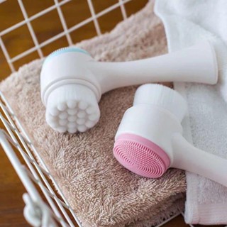 Escova Limpeza Facial 2 Em 1 Aparelho Massagem Esponja Cerdas Macias Dupla Face Escova De Limpeza De Cravos