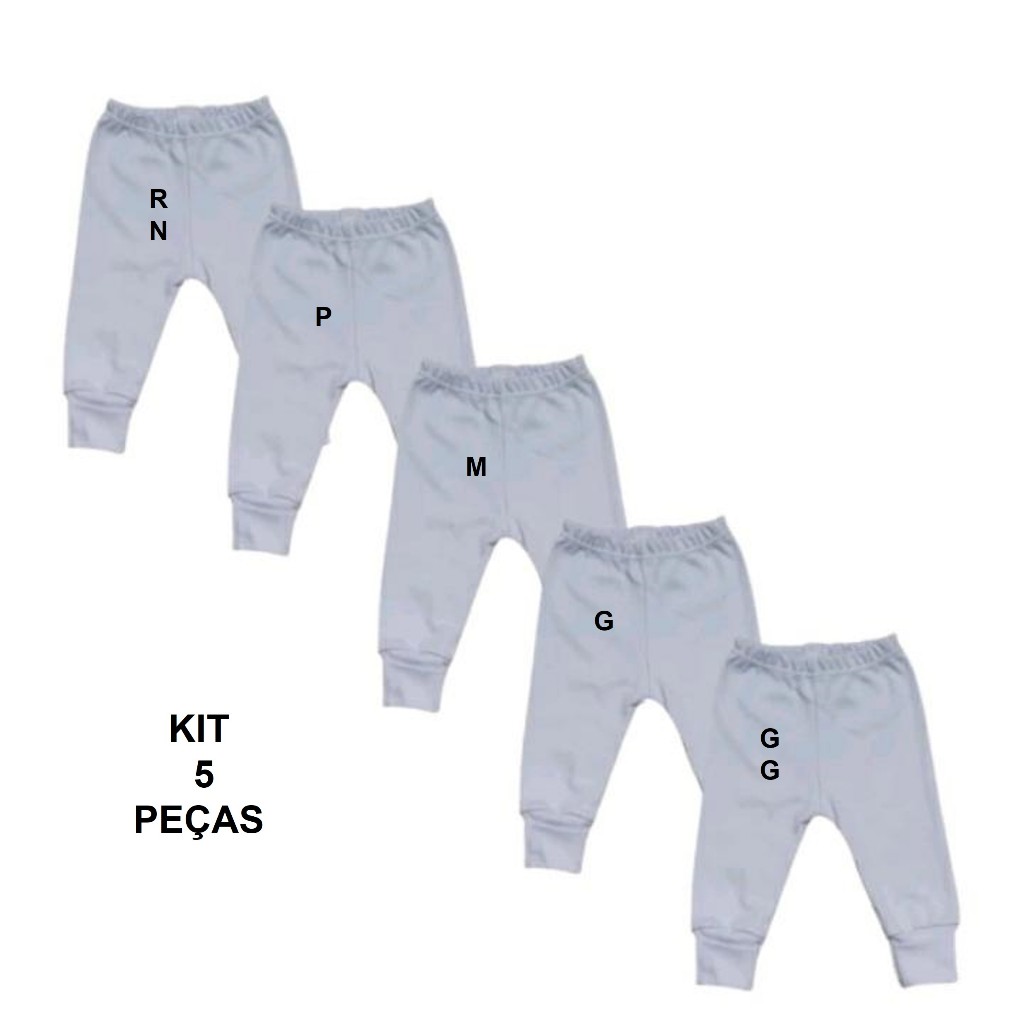 Kit 5pçs RN/P/M/G/GG  Mijão Culote Pé Reversível Enxoval Maternidade