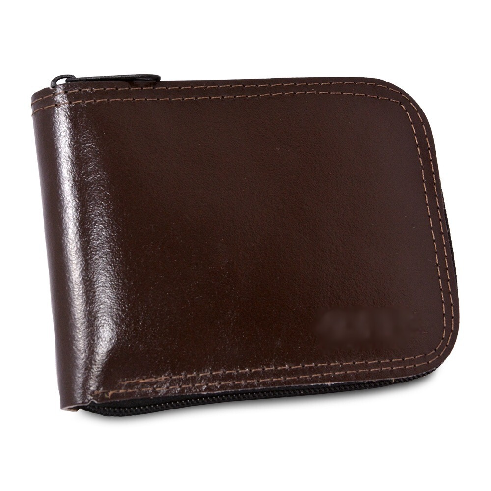 Carteira Masculina De Couro Legítimo Grande Com Fecho De Ziper em Oferta na Shopee