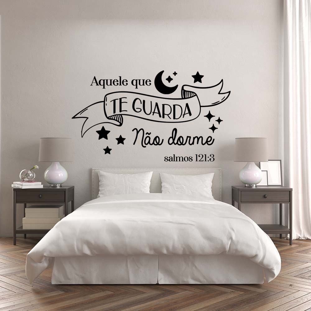 Adesivo de Parede Frase Aquele que te Guarda Decorativo Parede em Oferta na Shopee