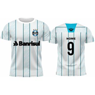 Camiseta adulto Grêmio time + Nome e numero atras (mod1)