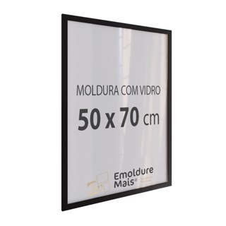 Moldura 50x70 com Vidro para Quadros Decorativo Retrato Poster Foto Quebra Cabeça