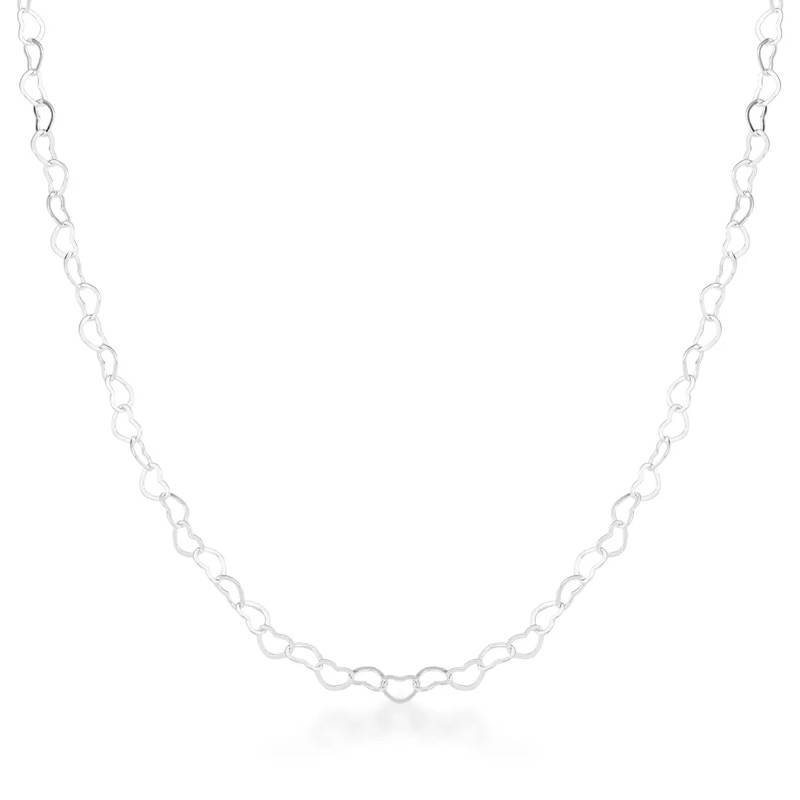 Colar gargantilha chocker coração 45cm prata 925