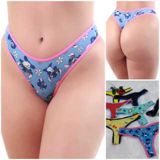 Promoção Kit 5 Calcinhas Tanga Fio Vivi Lingerie Conforto Lisa E Estampada Forro Algodão