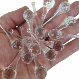 50 Pingente Ponteira Cristal Acrílico 56mm P/ Lustres 50 Pçs