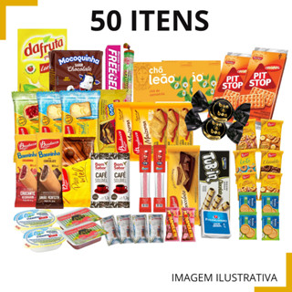 2 Kit café da manhã c/ 50 itens P/ montar cestas para presentear em aniversários/dia especial/namorados/mães
