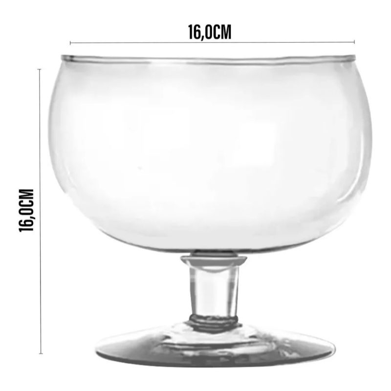 Taça Maracanã Jarro Vaso Redondo de Vidro Transparente Para Decoração de Casa Festas Casamentos