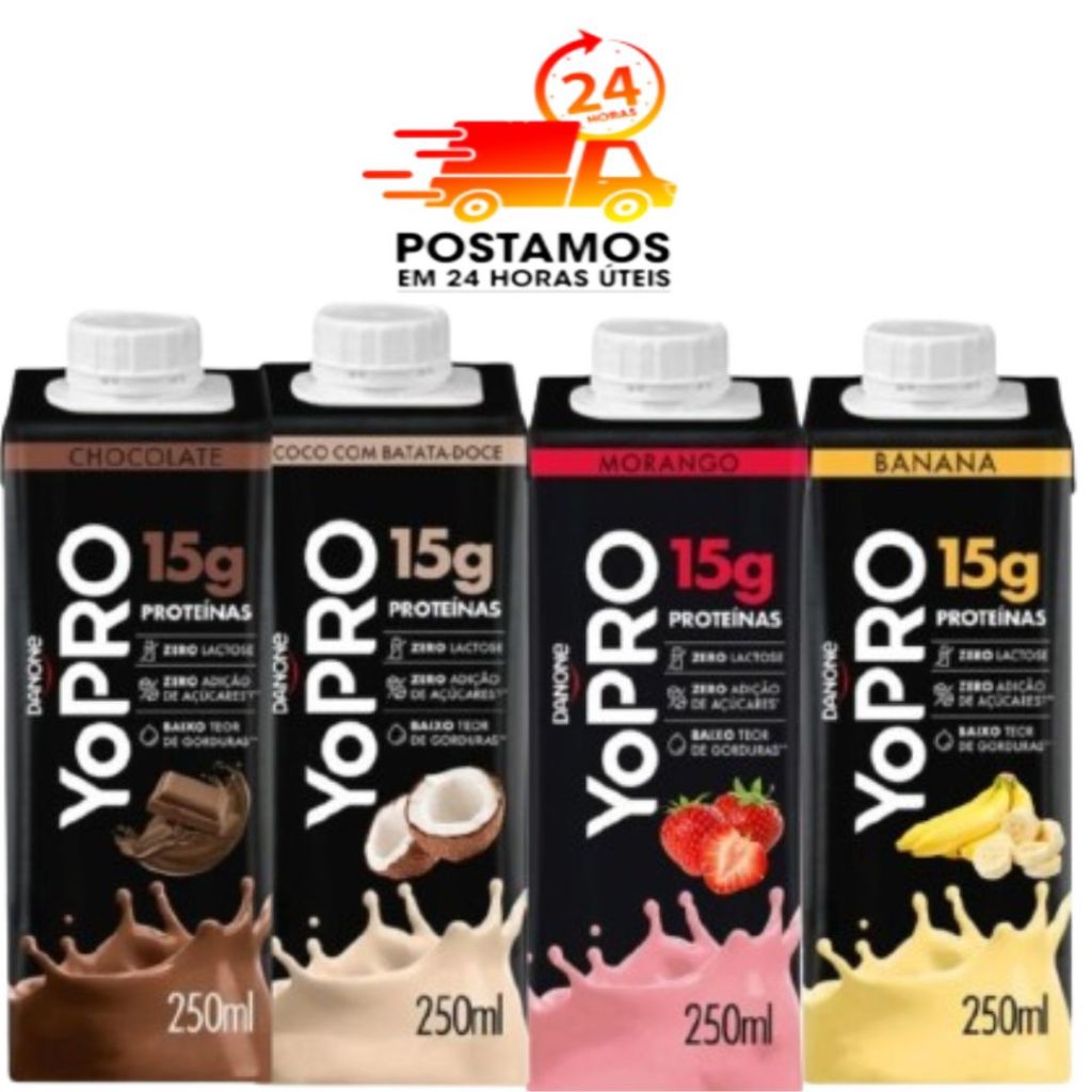 YoPRO Unidade Danone bebida láctea UHT 250ml Danone 15g de proteína Recuperação Muscular Ganho de Massa Magra