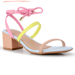 Salto Feminino Sandália Colorida Baixa 5cm Médio Bloco Confort Promoção!