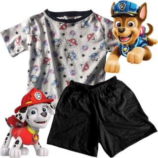 Pijama Infantil Conjunto Camiseta e Short Patrulha Canina Chase Em Algodão