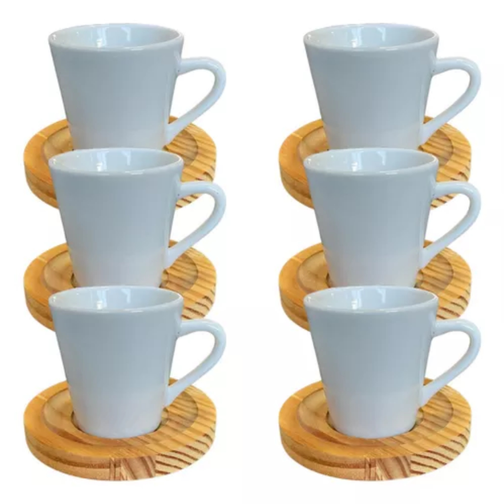 Jogo 6 Xicaras Com Pires Café Expresso 120ml Porcelana em Oferta na Shopee