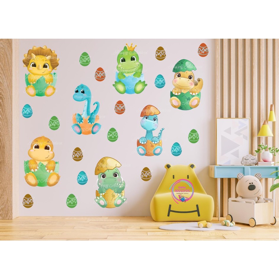 Adesivo Decorativo Dinossauros Parede Infantil Menina Menino Quarto Decoração Colorido Baby