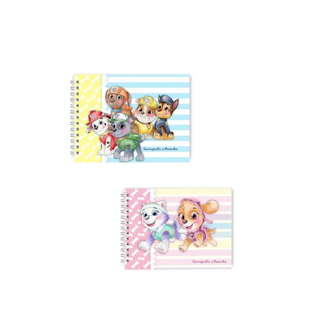 Caderno de desenho patrulha canínia 15 x21 50 folhas em Oferta na Shopee