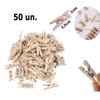 Mini prendedores e pregador lembrancinha madeira 3,5cm cru C/50 un