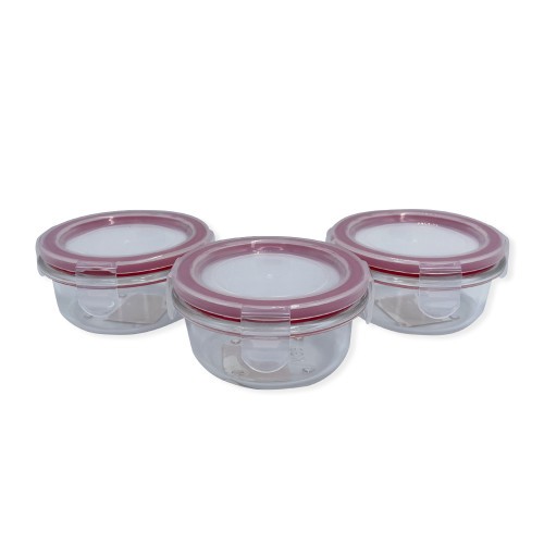 Conjunto 3 Potes De Vidro Com Tampa Hermética Redondo 150ml marmita pote para comida pote almoço