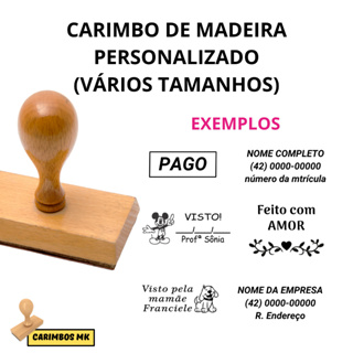 CARIMBO DE MADEIRA PERSONALIZADO em Oferta na Shopee
