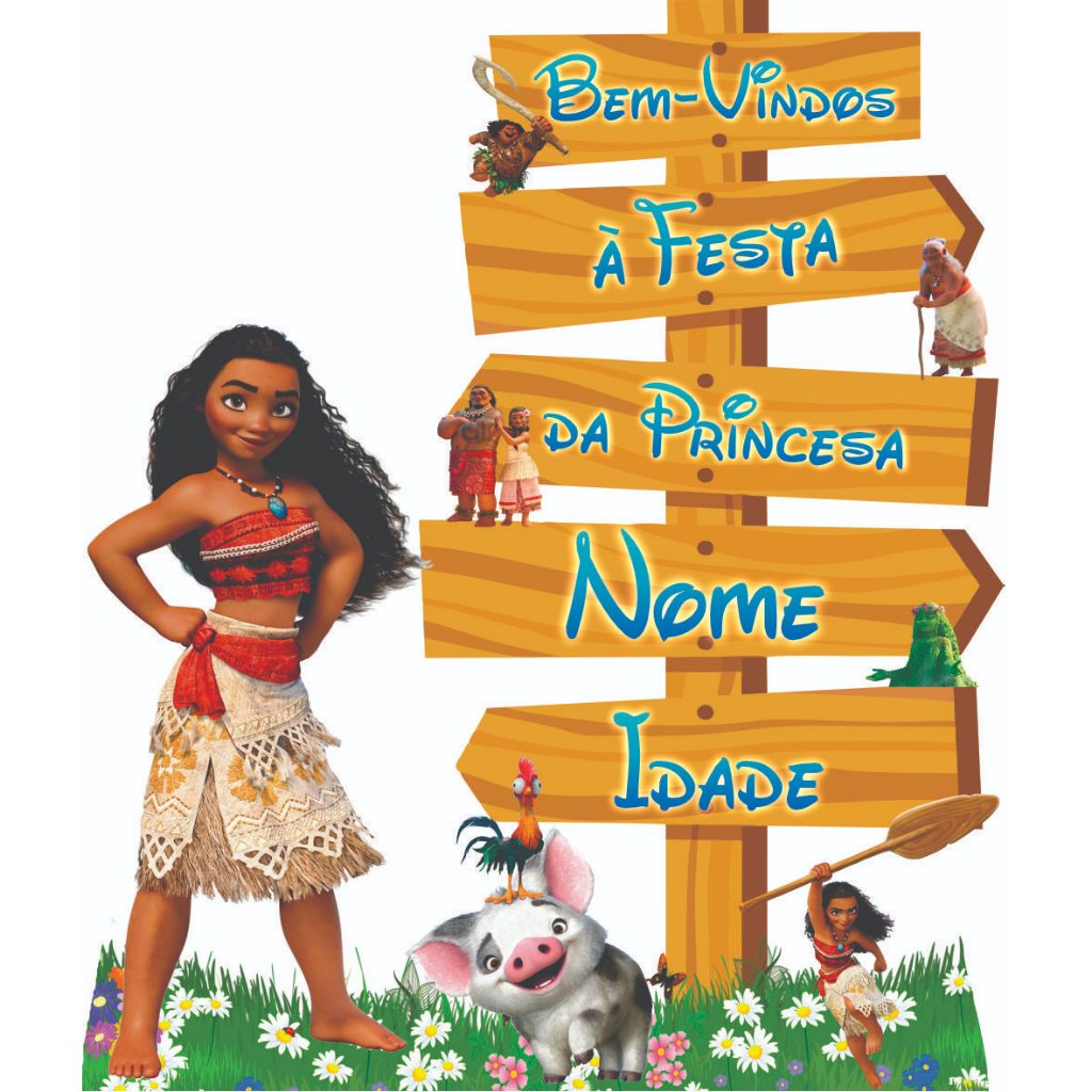 1 DISPLAY PLACA MOANA PERSONALIZADA 90CM em Oferta na Shopee
