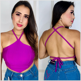 Cropped bico costas abertas feminino
