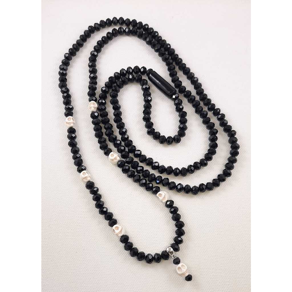 Guia de Proteção Exu Caveira Cristal 8 mm 65 pingente de caveira Umbanda Candomblé Envio Imediato