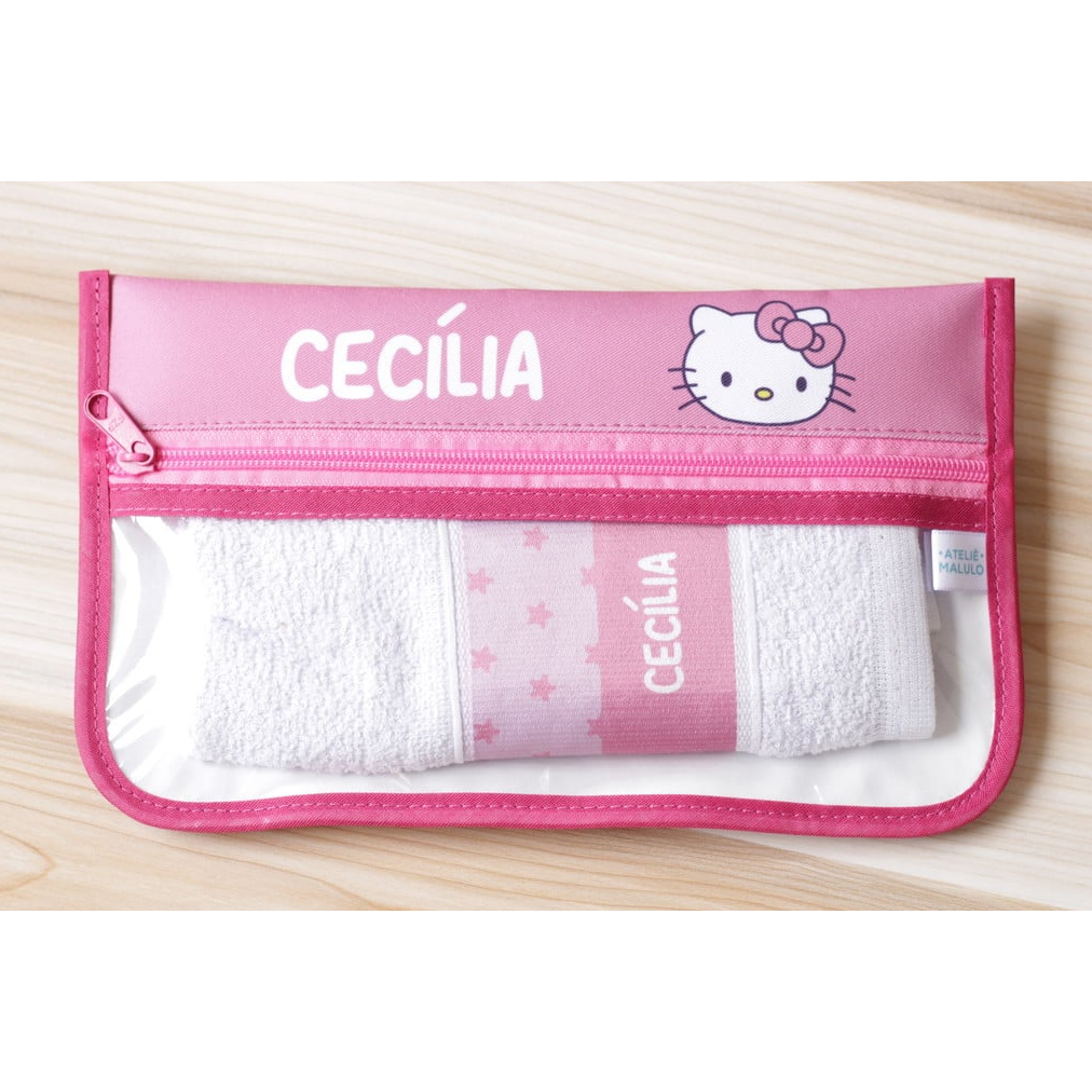 Kit Higiene Infantil Personalizado para escola (com toalhinha personalizada) - Hello Kitty em Oferta na Shopee