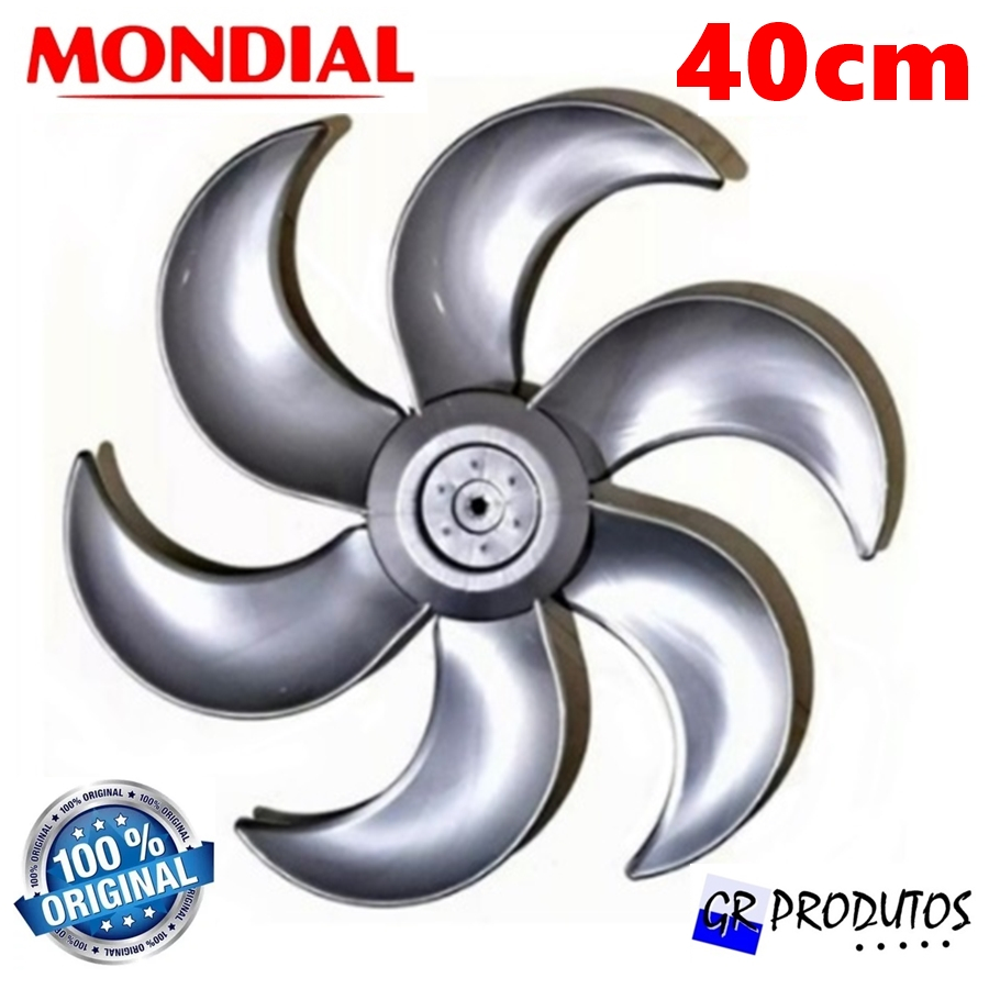 Hélice Mondial Ventilador 40cm 40 Vt41 V45 Nv-75 Maxi Power 6 Pás Prata EIXO Redondo 8mm