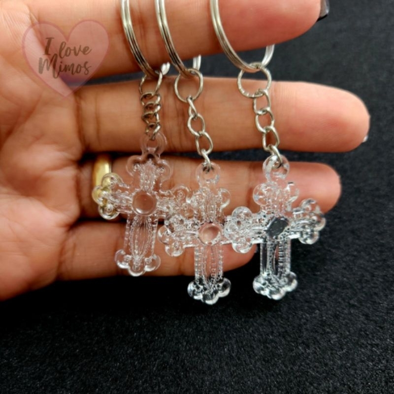 10 e 20 Chaveiros Crucifixo 8cm Transparente. Embalados. em Oferta na Shopee