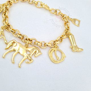 Pulseira Feminina com Pingentes Country Cavalo Cavalgada Cod.P73