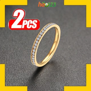 KIT Com 2 Anel Aparador Aliança Com Pedras Zircônias Aço Inoxidável em Oferta na Shopee