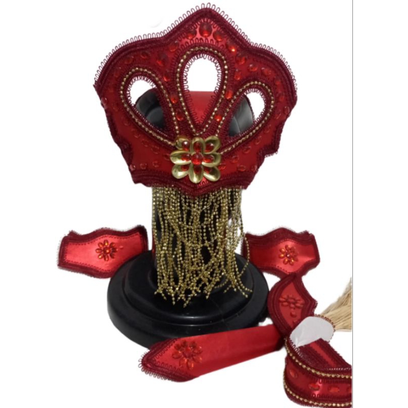Paramenta de Iansa Coroa de Oya Vermelho e Bordo Ade