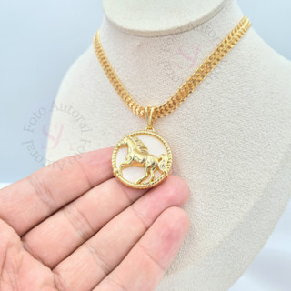 Colar Feminino Linha Premium Pingente Cavalo Banho Ouro Cod.C84