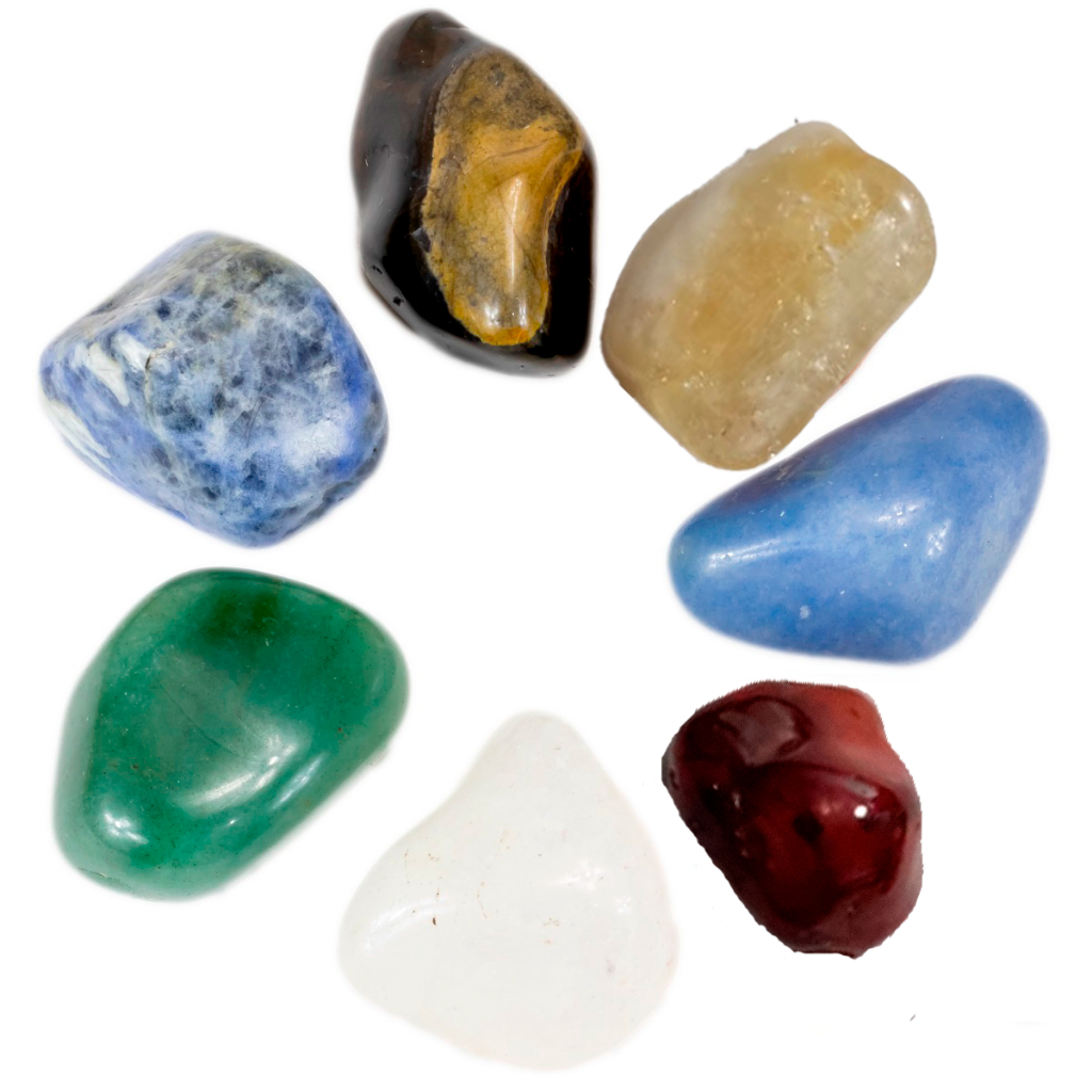 Kit 7 Chakras Pedra Rolada Natural Equilíbrio Energia Reiki