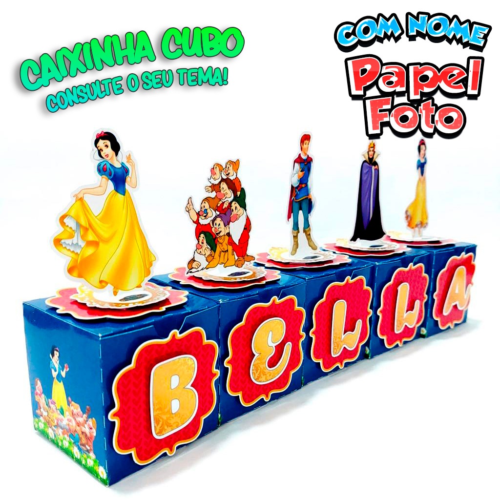 Caixa Cubo Pop Up Com LETRA Branca de Neve Normal